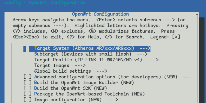 menuconfig target